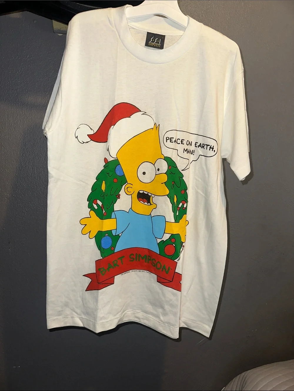 The Simpsons Holiday Bart Simpson White Graphic Tee